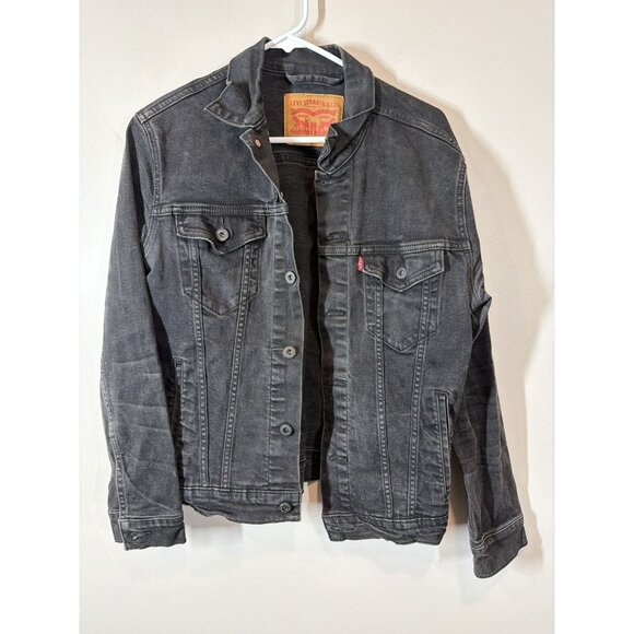 Levi's Strauss & Co Denim Jacket Black Wash Size M Long Sleeve Button Collared - Picture 1 of 7